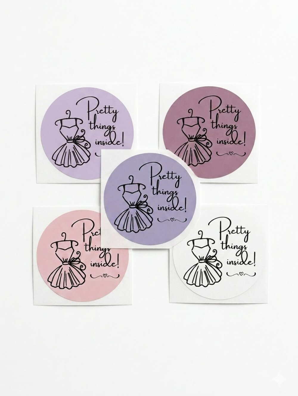 3/$15 50pc 2” Pretty Things Inside Stickers Pink Purple Boutique Packaging Label